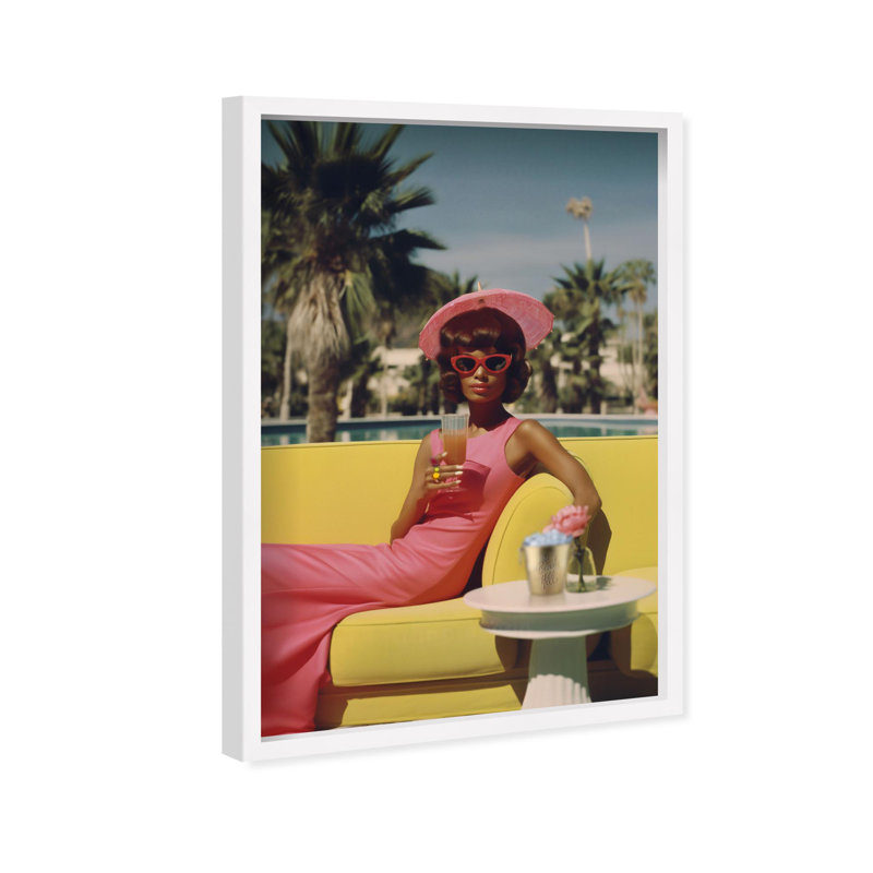 Oliver Gal Stylish Palm Springs Lady III Fashion - Luxury Shadowbox Framed Wall Art, 55.5" H x 37.5" W, White