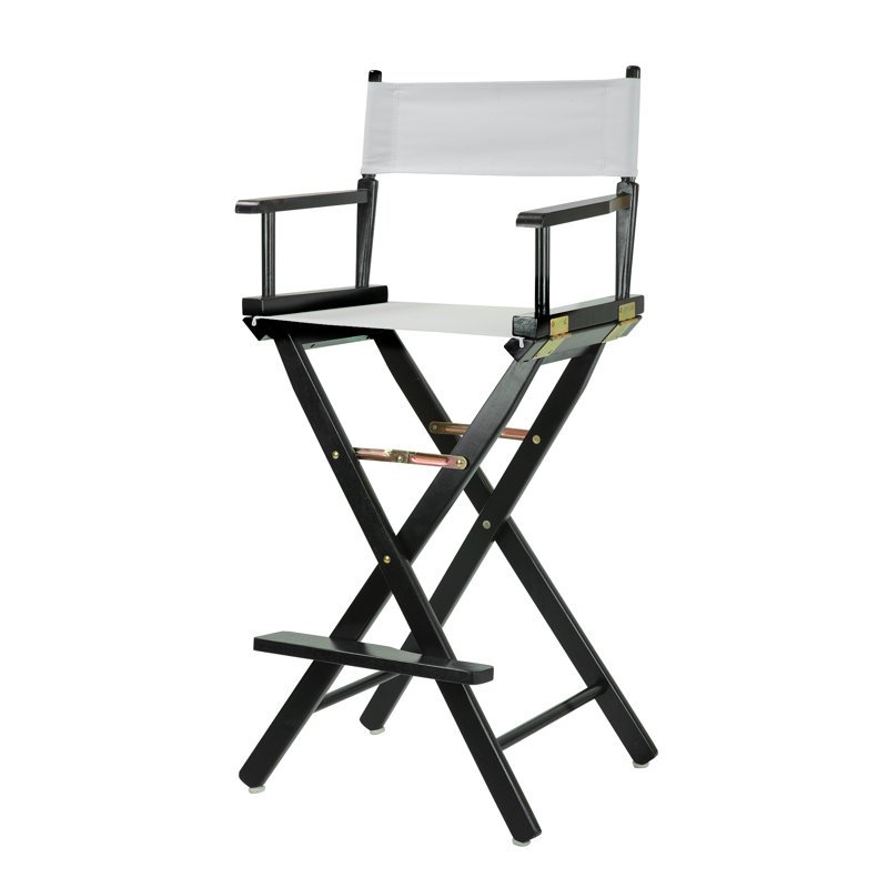 30" Folding Director Chair with Canvas, White, Black