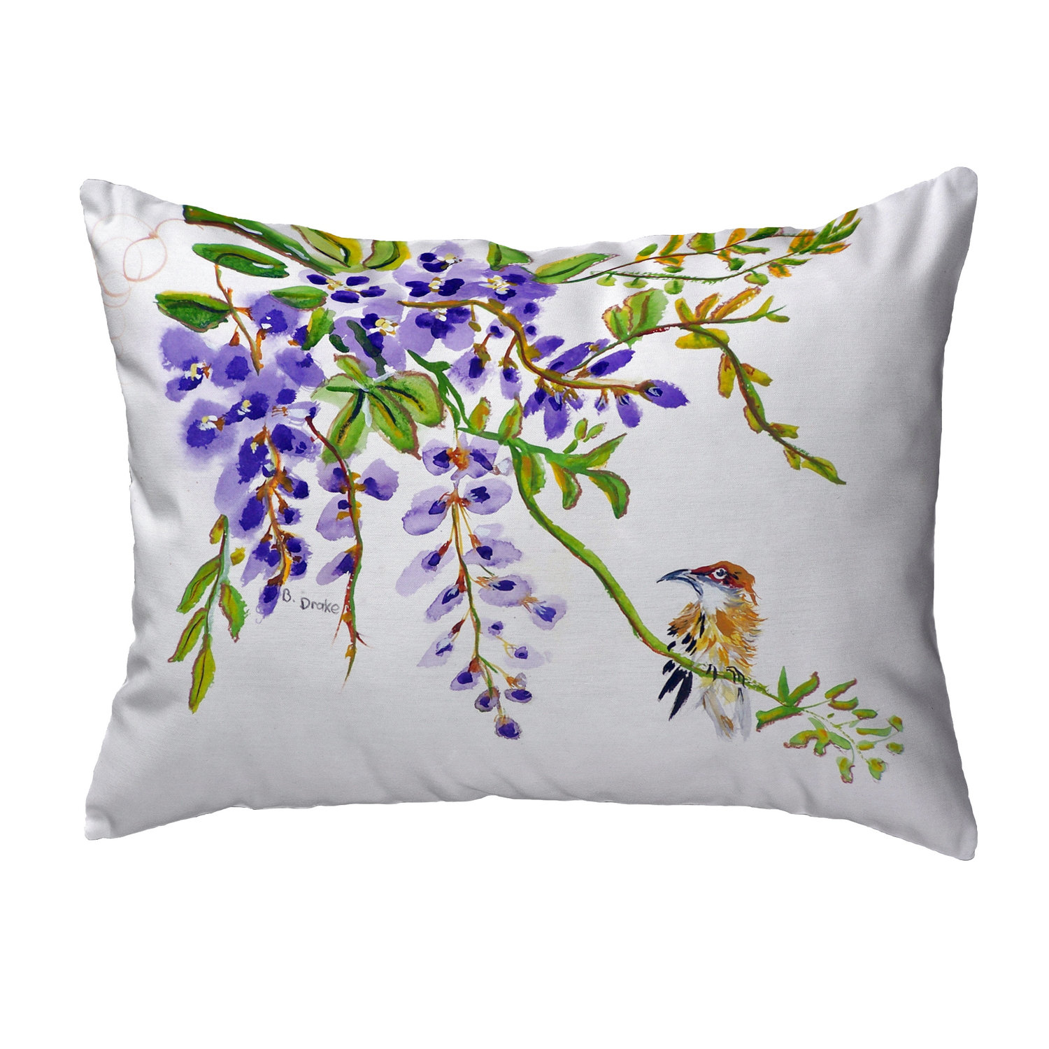 Betsy Drake Interiors Wisteria and Bird Indoor/Outdoor Lumbar
