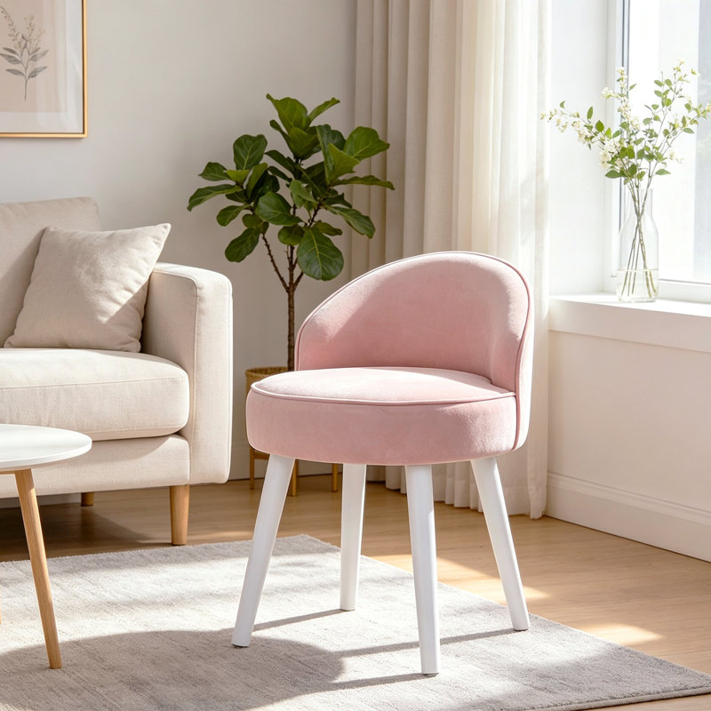 Lyndsey Accent Stool, Pink/White