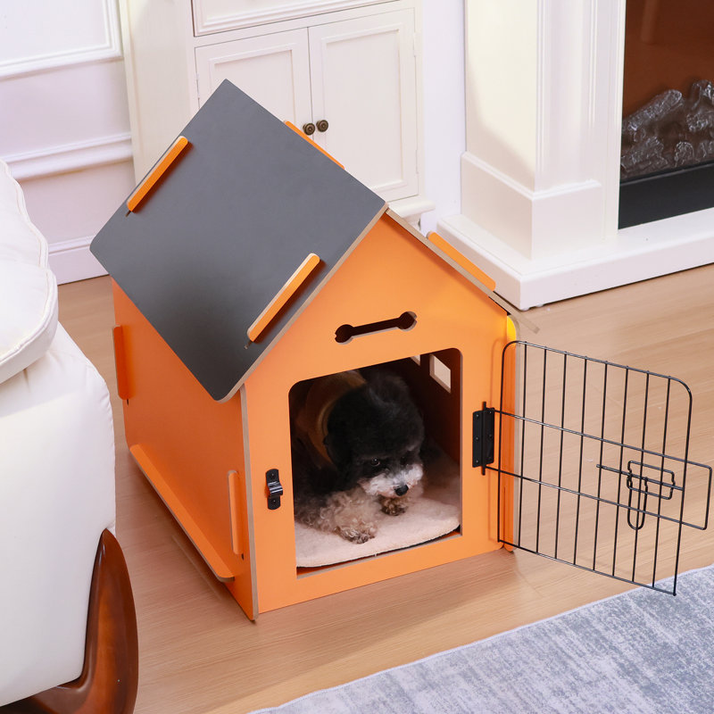 Niche pour chien en bois, Orange / noir