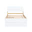 Lit simple avec tête de lit blanc brillant et 2 tiroirs avec rangement en chêne