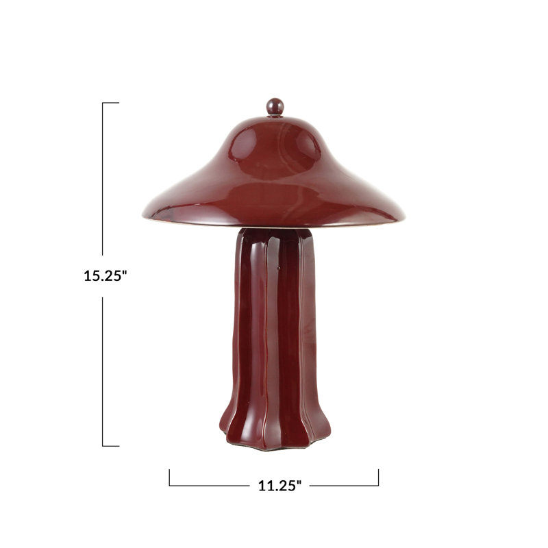 Stoneware Table Lamp with Metal Accent