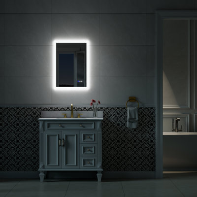 Brycenn Wall Mounted Bathroom Frameless With Back/Front Light LED Mirror,Anti-fog