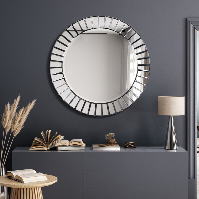 Miroir mural rond en biseau moderne Meira