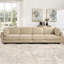Canapé d'angle modulaire 4 places en chenille à détails froncés, 2 poufs amovibles, mousse haute densité, coussins de dossier épais-79186058-79186056