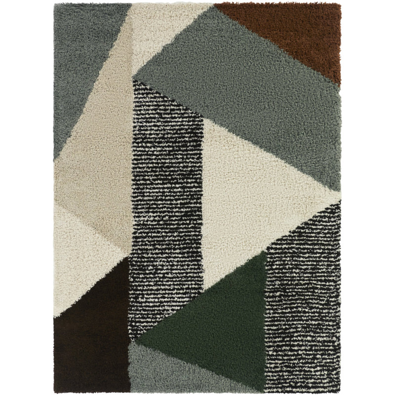 Merril Blue/Green Colour Block Geometric Area Rug, Rectangle 7'10" x 10'