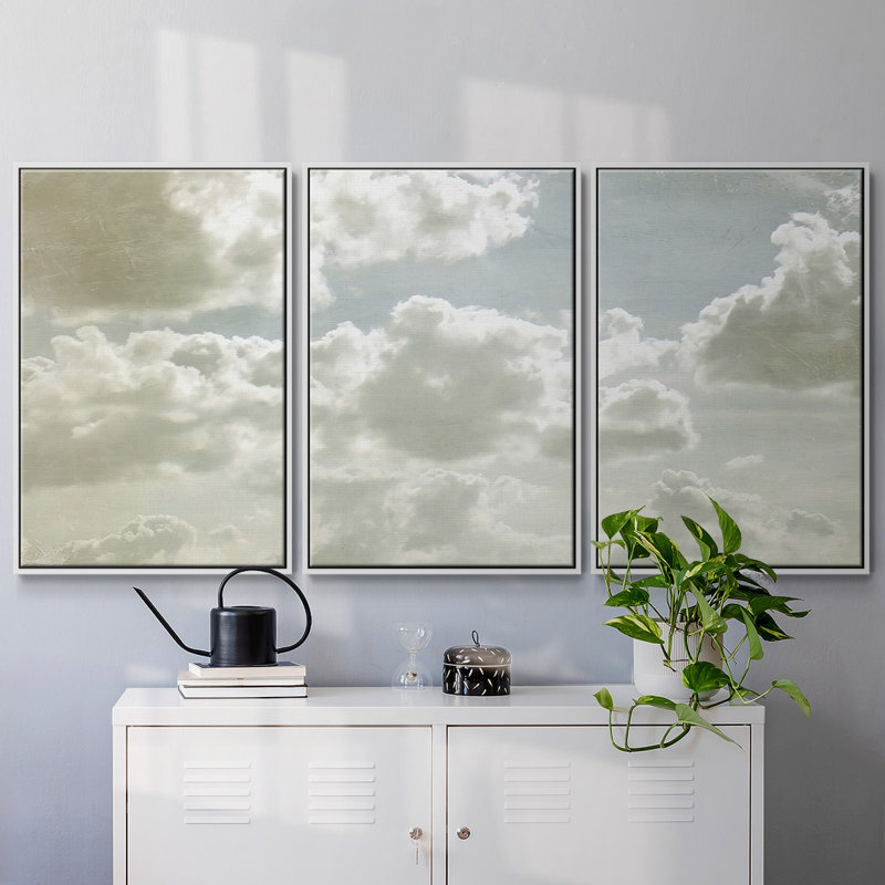 Sky Scrapers IV - Toile encadrée multi-pièces, H 36 po x l 75 po x P 2 po, Blanc