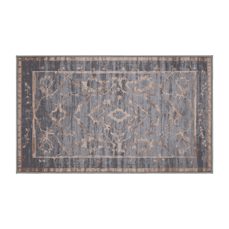 Machine Washable Gray Area Rug, Rectangle 8' x 10'