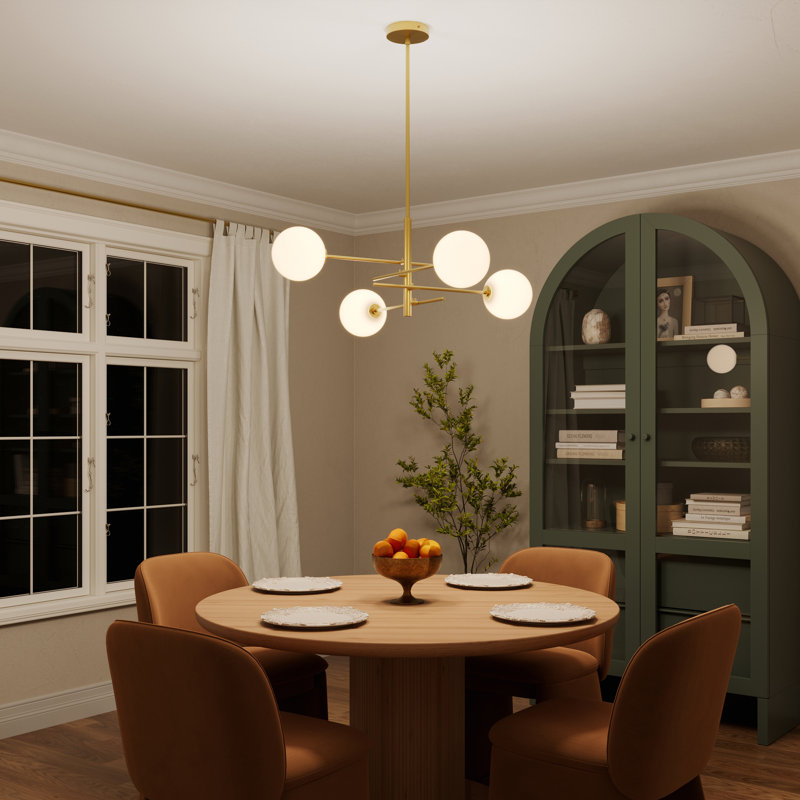 Lithopolis 4 - Light Glass Bubble Gold Ceiling Chandeliers, Gold, White
