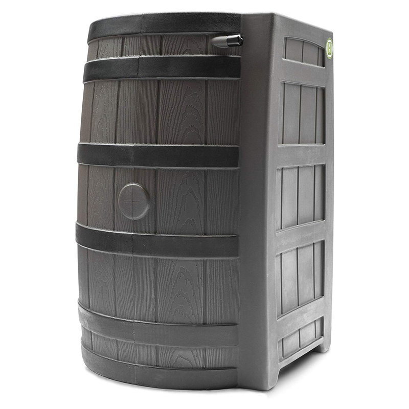 Good Ideas 50 Gallons Weather Resistant Polyethylene Drainable Dual Overflow Rain Barrel