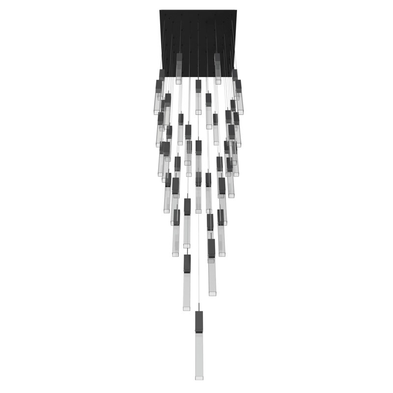 41 - Light Chandelier, Clear Glacier, Matte Black