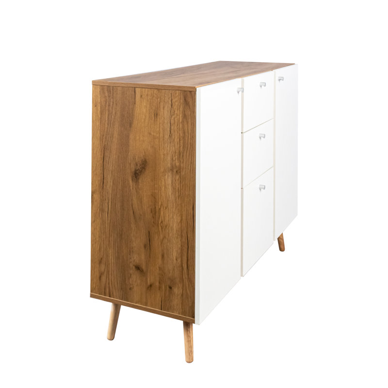 Buffet avec 3 tiroirs et 2 portes, buffet 47,24 "avec tablettes réglables pour le salon, la salle à manger, le couloir, la cuisine et le buffet