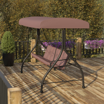 Taylor 3-Seat Outdoor Steel Converting Patio Swing Canopy Hammock with Cushions
