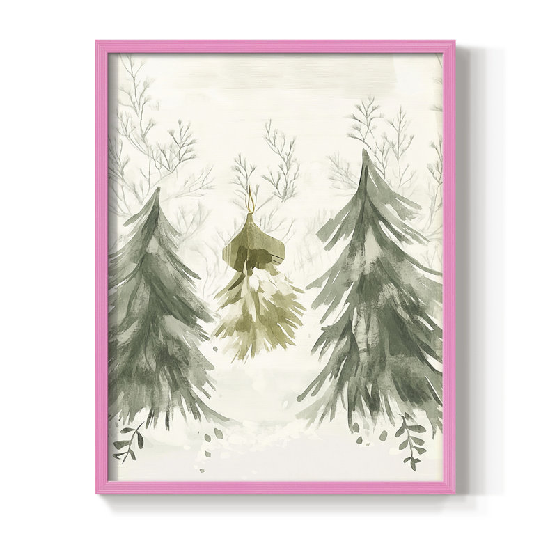 «Christmas Holiday Art», reproduction encadrée CECL XXXIV - bois massif, H 21 po x l 17 po, Rose