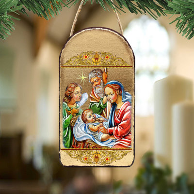 Inspirational Icon 5'' Handmade Wood Shatterproof Photo Ornament