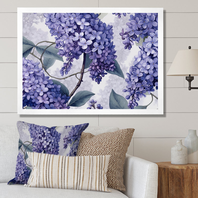 «Lilac mauve et gris», impression sur toile, Cadre photo blanc, H 34 po x l 44 po x P 1,5 po