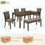 Ensemble de table de salle à manger 6 pièces avec banc et chaises, ensemble de table à manger en bois pour 6 personnes, ensemble de table de salle à manger de style rustique pour 6 personnes