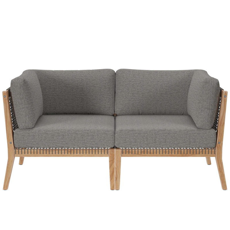 Modway Clearwater Outdoor Patio Teak Wood Loveseat, Graphite