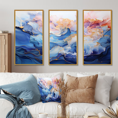 «Pink and Blue Alco», ensemble d'art sur toile à formes abstraites