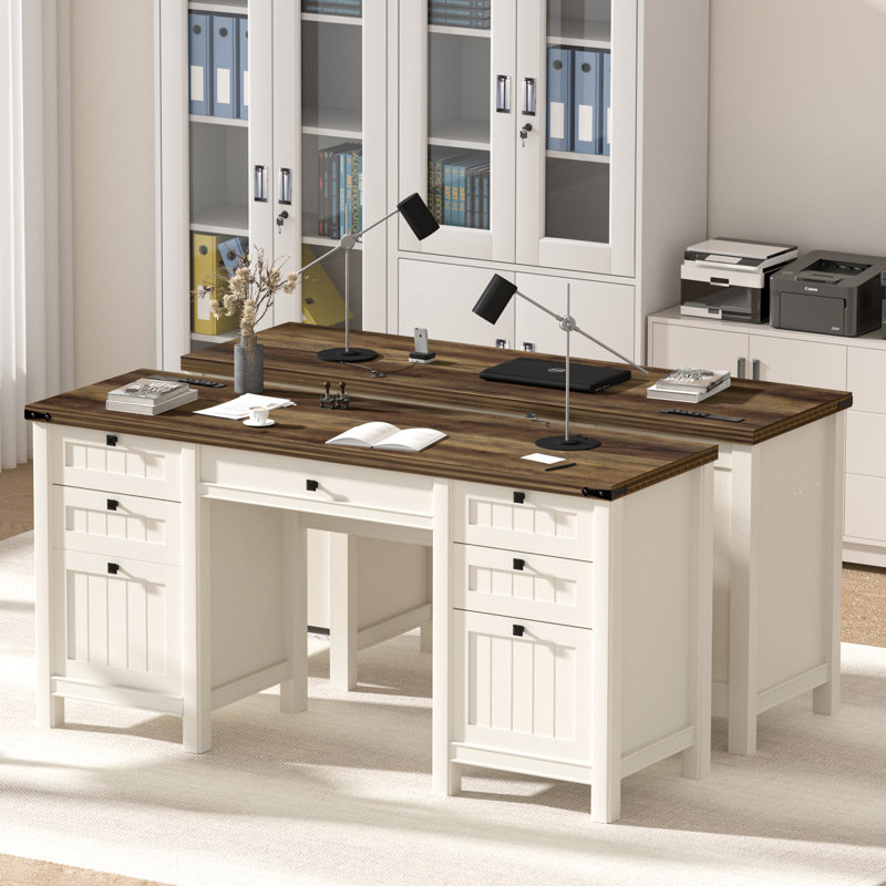 Bureau de direction 61,8 po Modern Farmhouse, Gris antique / blanc