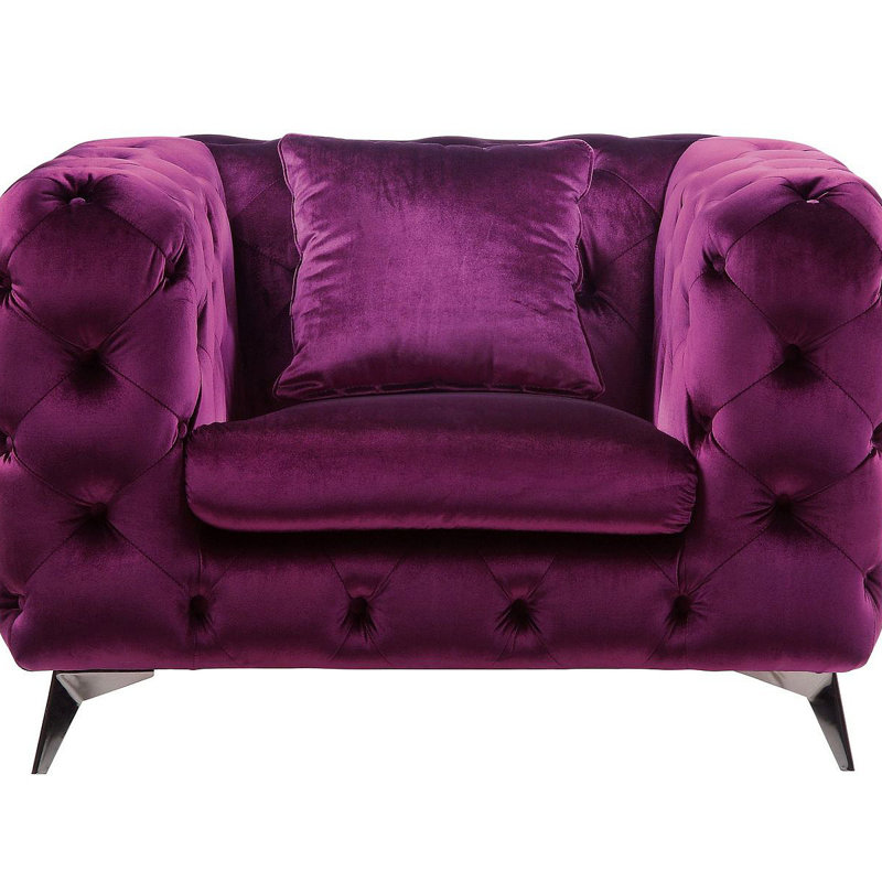 Fauteuil Chesterfield large de 47,09 po Layota, Tissu mauve