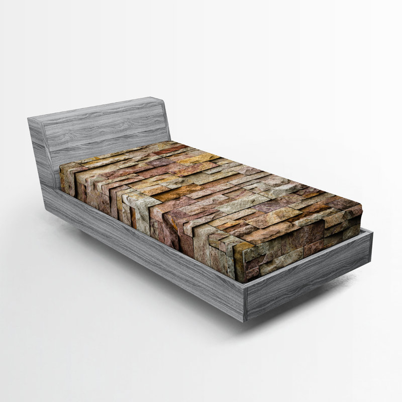 Multicolore ambesonne, ensemble de 2 draps-housses à motif marbré ardoise, Ensemble de draps pour taille de lit simple TG