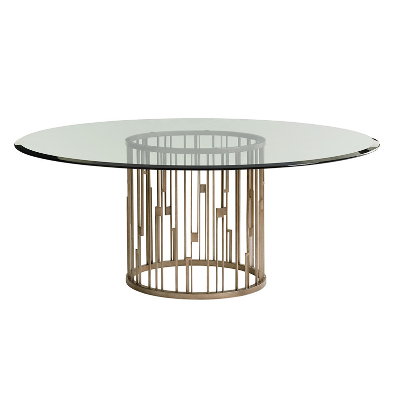 Shadow Play Rendezvous Metal Dining Table with Glass Top, 72" W x 72" L