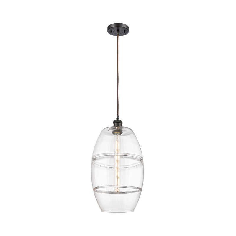 Luminaire suspendu à 1 lumière Ballston Bettylou, H 18,5 po x l 10 po x P 10 po, Transparent, Bronze huilé