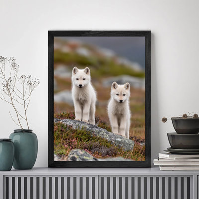 Luxury Gallery Wall Art Decor in Black Wood Frame Arctic Fox Pup, Arctic Tun Perfect Wall Art Gift for Home & Apartment Decor