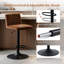 Modern Adjustable Height Suede Bar Stool 360 Swivel Low Back with Footrest-1967011314