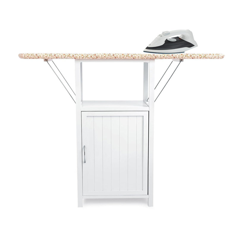 Armoire à planche à repasser pliable avec rangement, station de repassage pliante en bois massif pour les appartements, les placards et les salles de lavage, design parfait pour économiser de l'espace