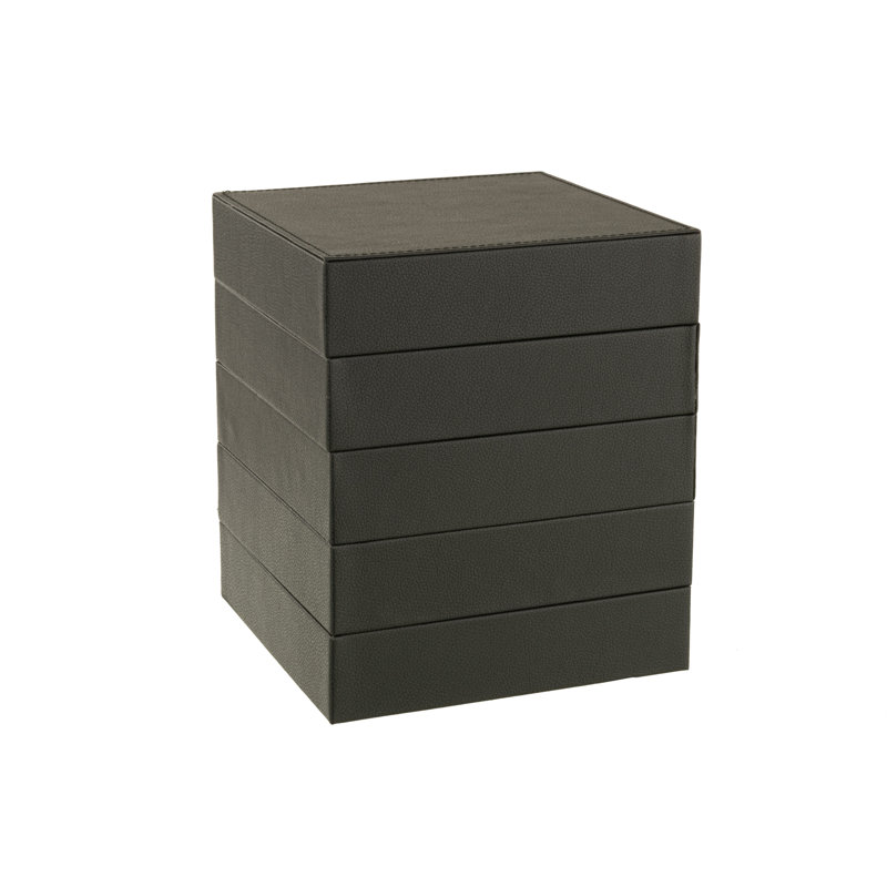 Ainoah Leather Jewellery Box + Drawers, Black