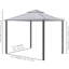 Pavillon de jardin gris, 9,6 pi x 9,6 pi, auvent à 2 toits avec filet, structure en acier pour terrasse de jardin, protection, imperméable, pluie