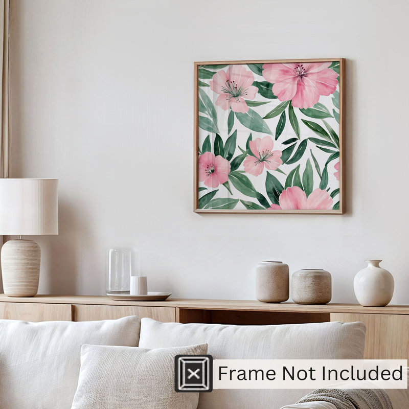 Impression florale sans cadre, H 14 po x l 14 po