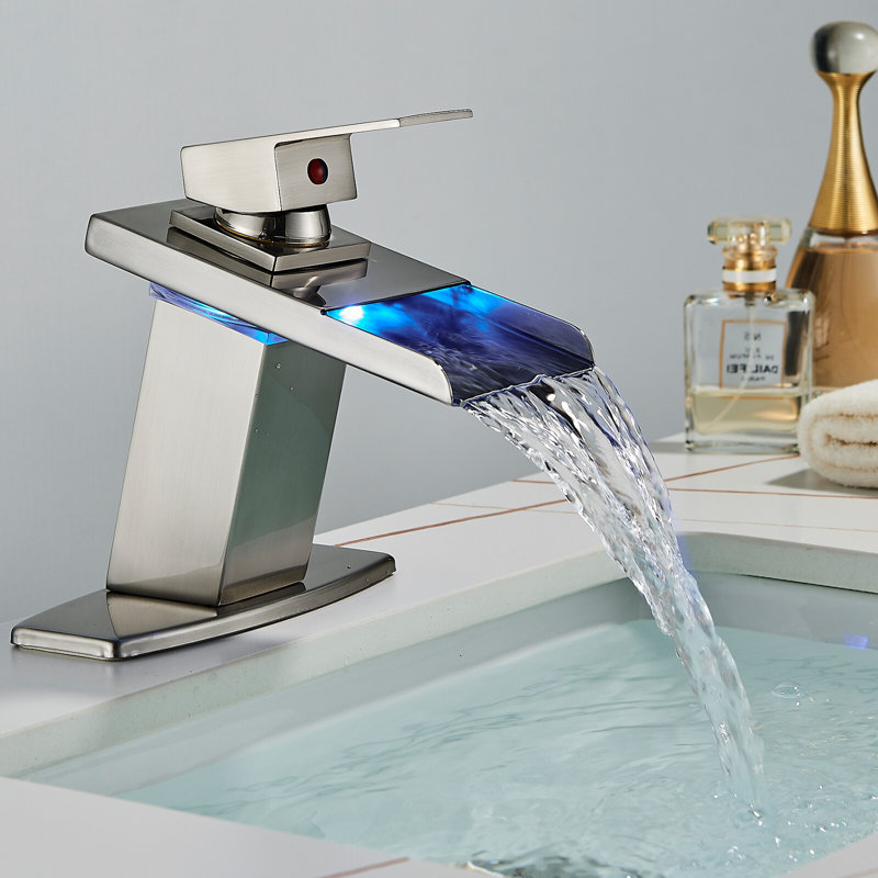 Robinet pour salle de bain à DEL en verre brossé Mosson