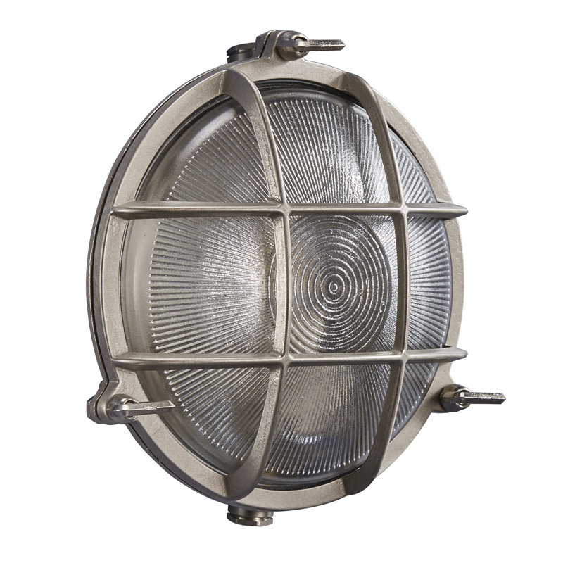 Polperro Nickel 10cm H Outdoor Bulkhead Light