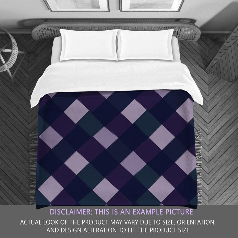 Machine Printed Comforter, Queen Comforter, Navy/Purple Argyle