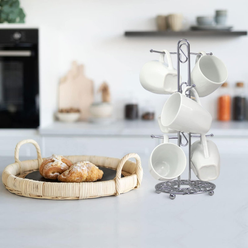 Porte-gobelet Farmhouse, porte-gobelet pour 6 tasses, porte-gobelet pour comptoir, porte-gobelet chromé pour comptoir de cuisine, porte-gobelet rétro