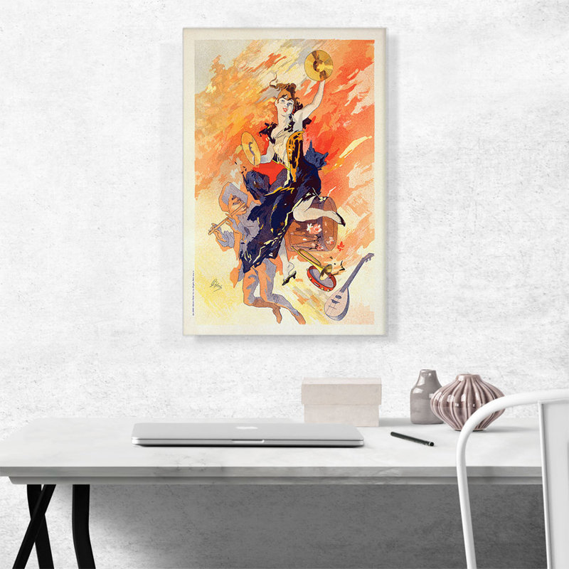 La musique par Jules Cheret - Reproduction de publicité sur toile tendue, H 26 po x l 18 po x P 0,75 po