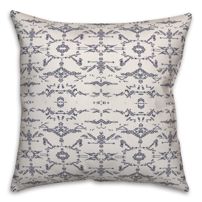  Coussin Faded, Blanc / bleu marine, 20 po x 20 po