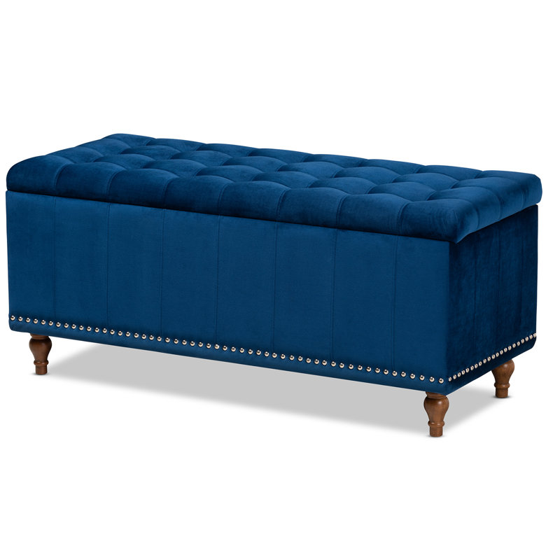 Mirdza Upholstered Ottoman, Navy Blue