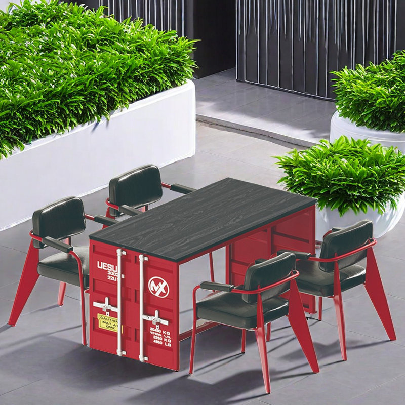 Ensemble de salle à manger rectangulaire L 31,5 po x l 55,2 po Katsuyama, Rouge, Rouge / noir