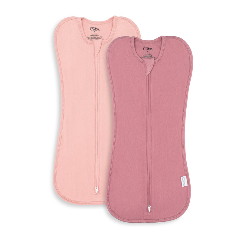 Swaddle Blanket Baby Girl Boy Easy Zipper Wrap 2 Pack Newborn Infant Sleep Sack by Comfy Cubs, Blush/Mauve, 7.5" L x 7.5" W
