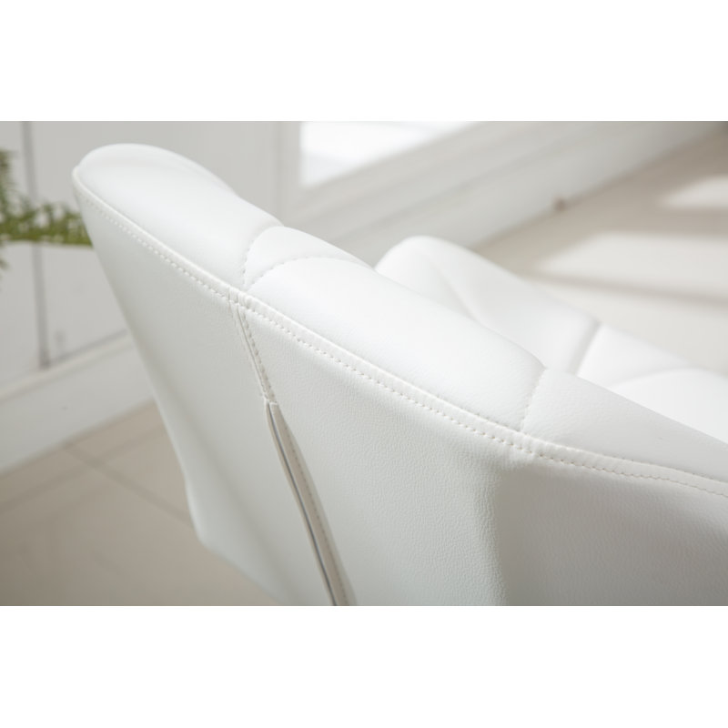 Sanchez Swivel Upholstered Adjustable Height Counter Stool, White