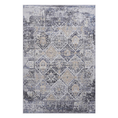 Loom & Luxe Collection 8X10 Grey/Blue /Traditional Non-Shedding Living Room Bedroom Dining Home Office Stylish And Stain Resistant Area Rug