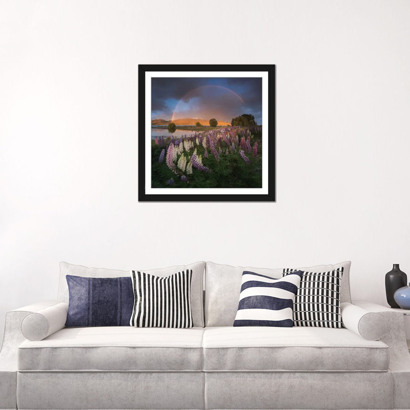 «Spring in New Zealand VII», impression sur toile, H 24 po x l 24 po x P 1 po, Papier d'art encadré noir, Blanc