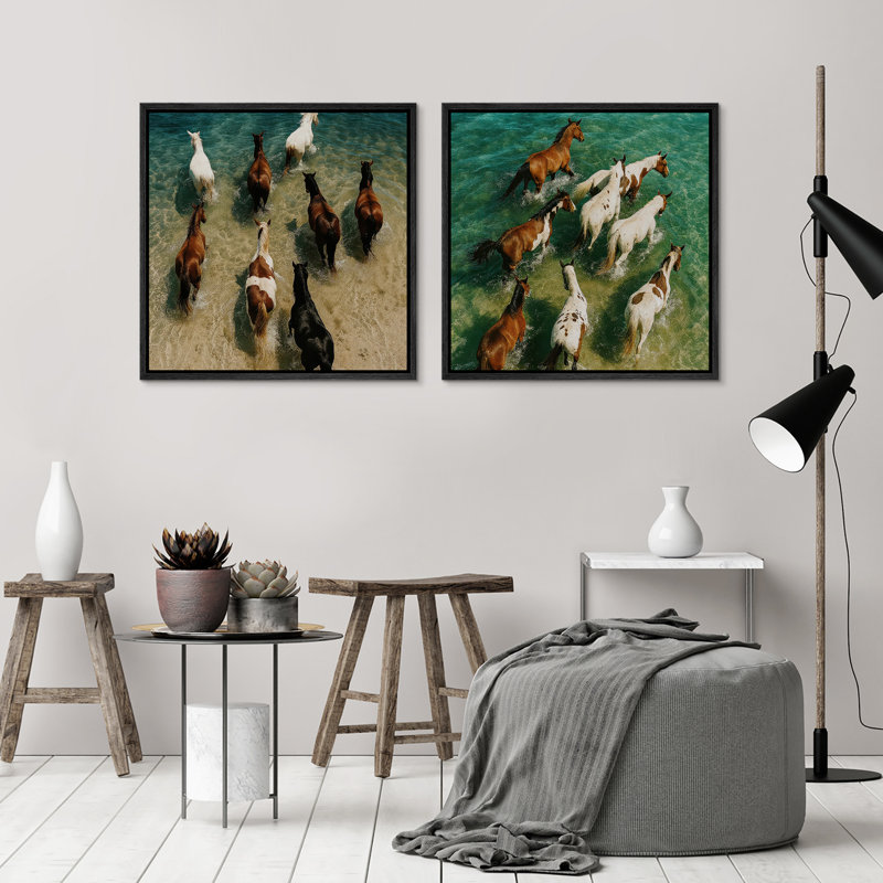 Art mural rétro encadré Fine Art Antique Classic pour chambre à coucher - 16 po x 16 po, H 16 po x l 32 po, Noir