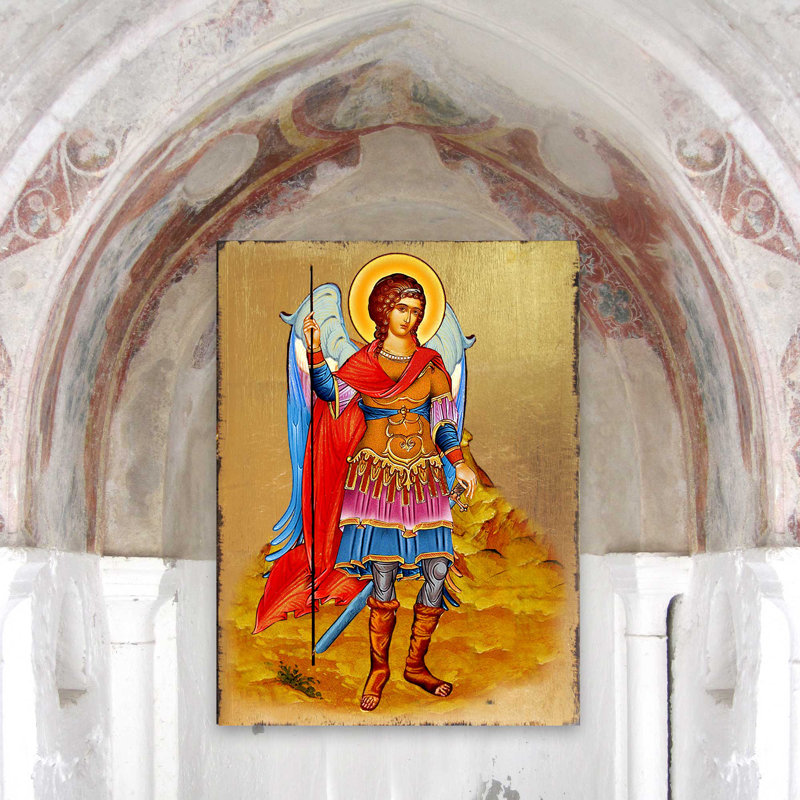 Peinture inspirante de l'archange Saint-Michel, H 8 po x l 6 po x P 1,5 po