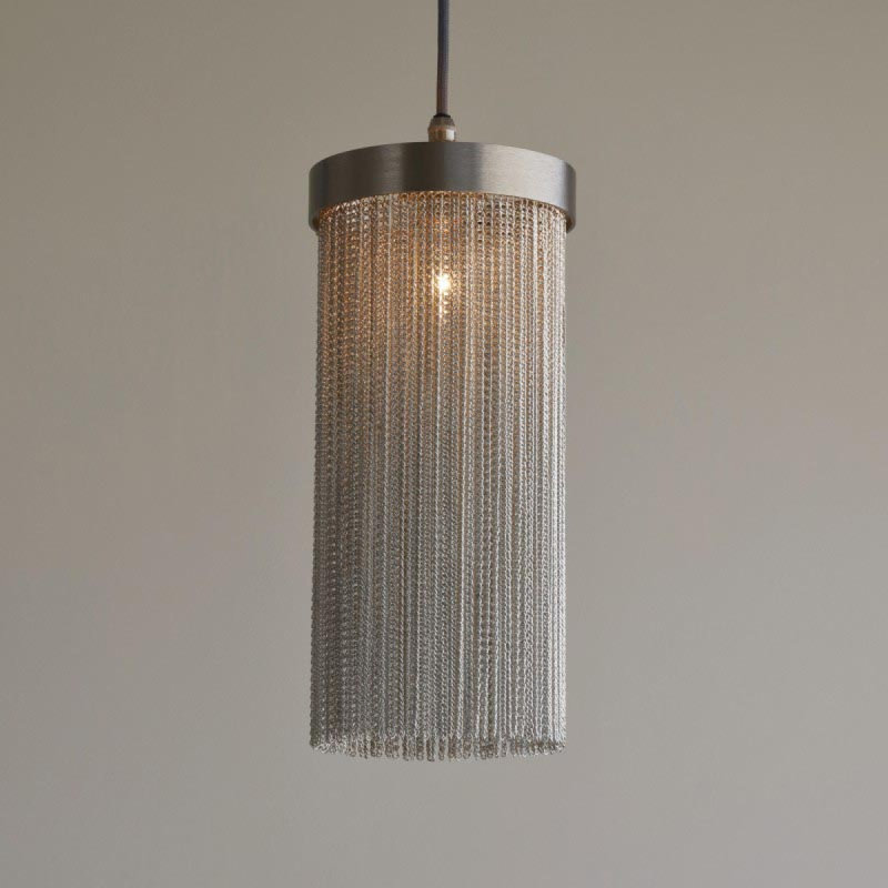 Lustre suspendu clair en métal argenté, Or français, Or poli, 16” Diameter x 14" Height